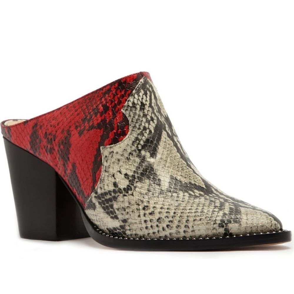 Schutz Women’s Destiny leather snakeskin print mule size 7,5 NIB